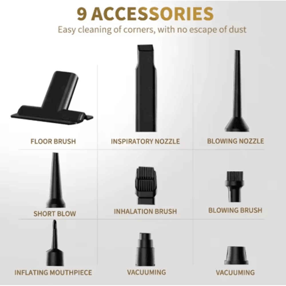 CENRR 360000PA Mini Car Vacuum Cleaner Cordless Powerful Wireless Handheld Cleaner 8