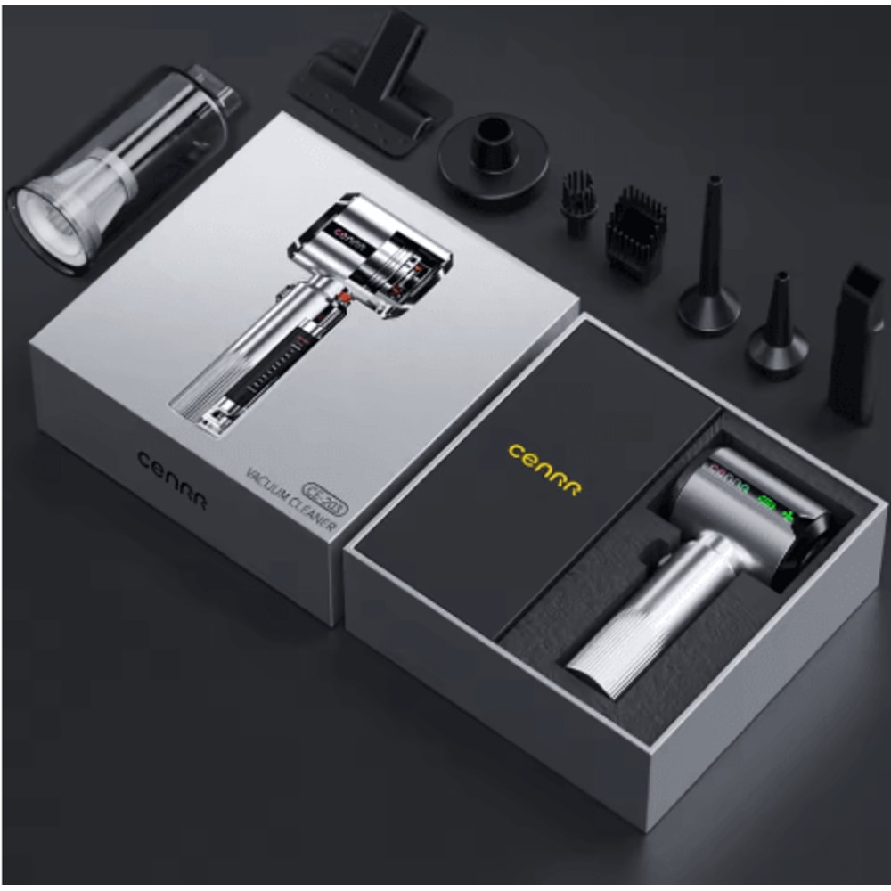 CENRR Car Vacuum Cleaner Powerful Handheld Cleaner With Dust Display Lamp And Air Gun 3