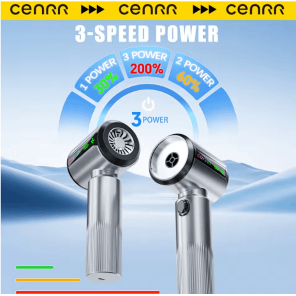 CENRR Car Vacuum Cleaner Powerful Handheld Cleaner With Dust Display Lamp And Air Gun 8