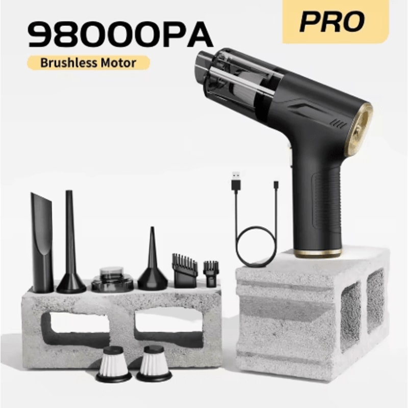 CENRR 98000PA Mini Car Vacuum Cleaner 4 In 1 Cordless Wireless Handheld Cleaner With Air Gun 3