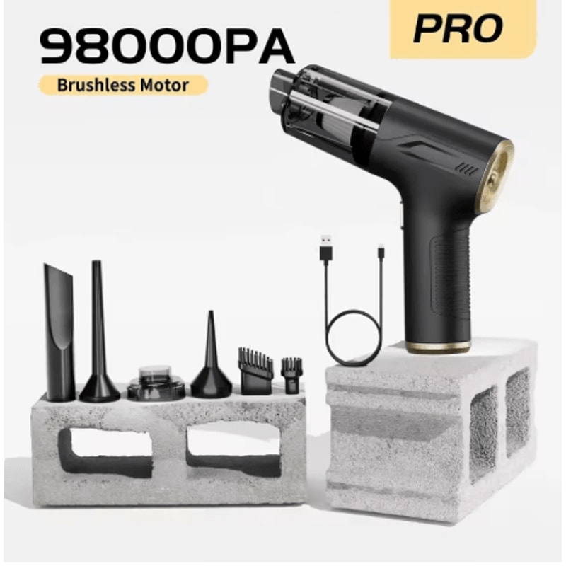 CENRR 98000PA Mini Car Vacuum Cleaner 4 In 1 Cordless Wireless Handheld Cleaner With Air Gun 4