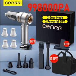 cenrr 998000pa car vacuum cleaner wireless handheld cleaner with dust display lamp & air gun