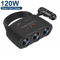 3 In 1 Car Cigarette Lighter Splitter Dual USB 120W Fast Charger For 12V24V Vehicles 0