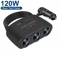 3 In 1 Car Cigarette Lighter Splitter Dual USB 120W Fast Charger For 12V24V Vehicles 0