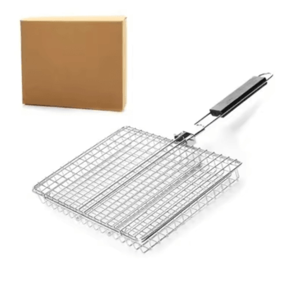 Stainless Steel Folding Barbecue Basket Large Portable Grill Basket With Handle For Outdoor BBQ 6