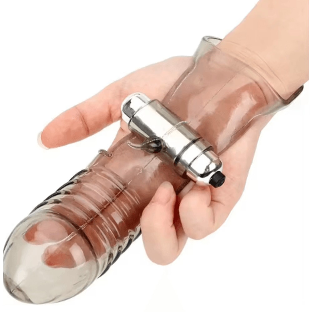 Three Finger Vibrator Sleeve Reusable Delay Extension With Cock Ring And Clitoral Stimulation 1