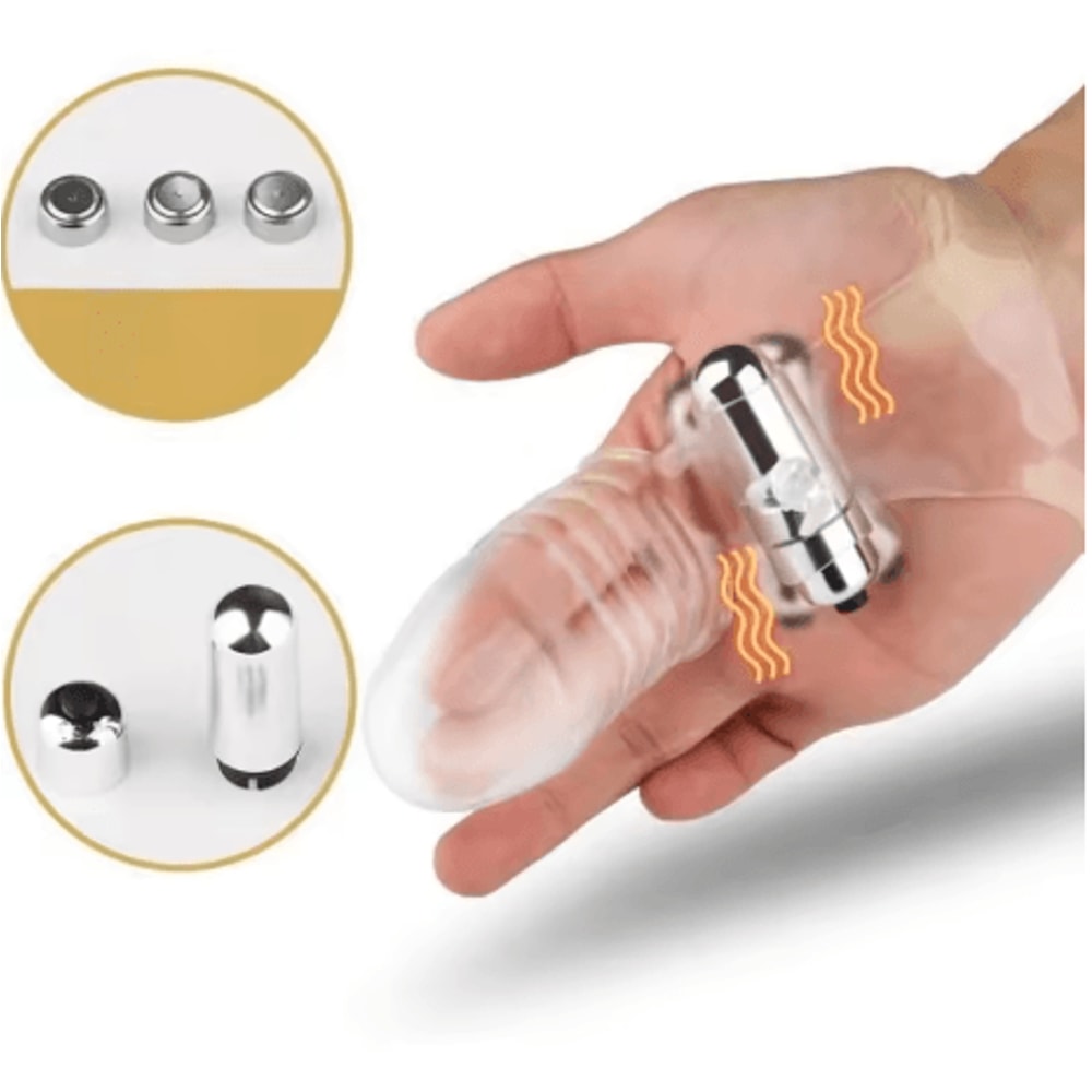 Three Finger Vibrator Sleeve Reusable Delay Extension With Cock Ring And Clitoral Stimulation 5