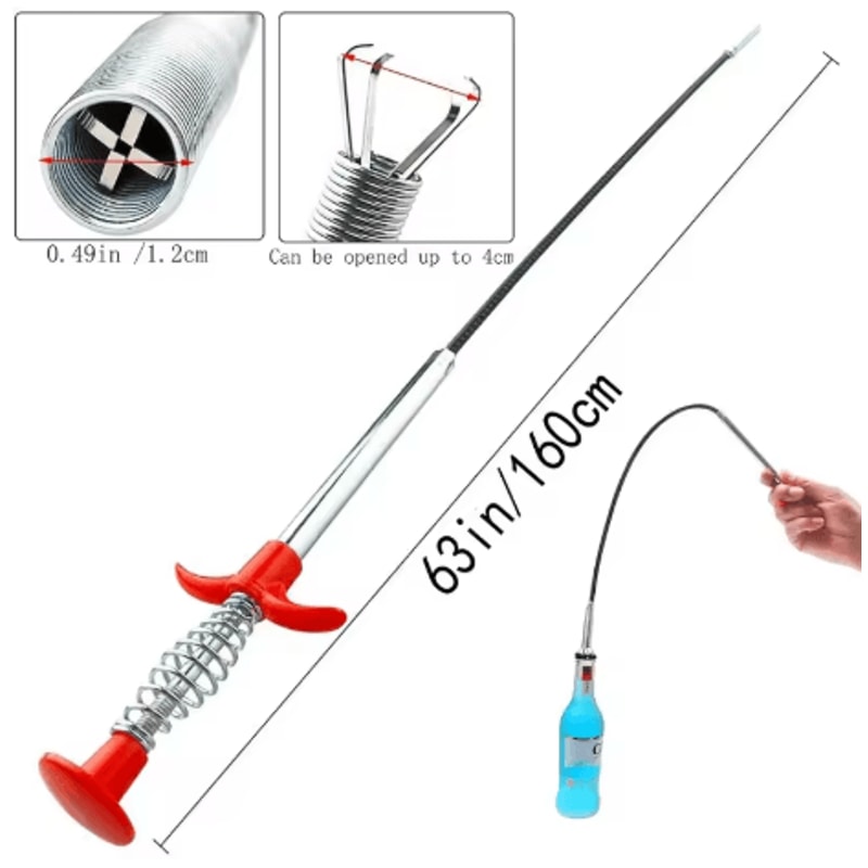 63 Inch Flexible Pickup Tool 4 Prong Grabber With Flexible Hose For Hard To Reach Areas 6