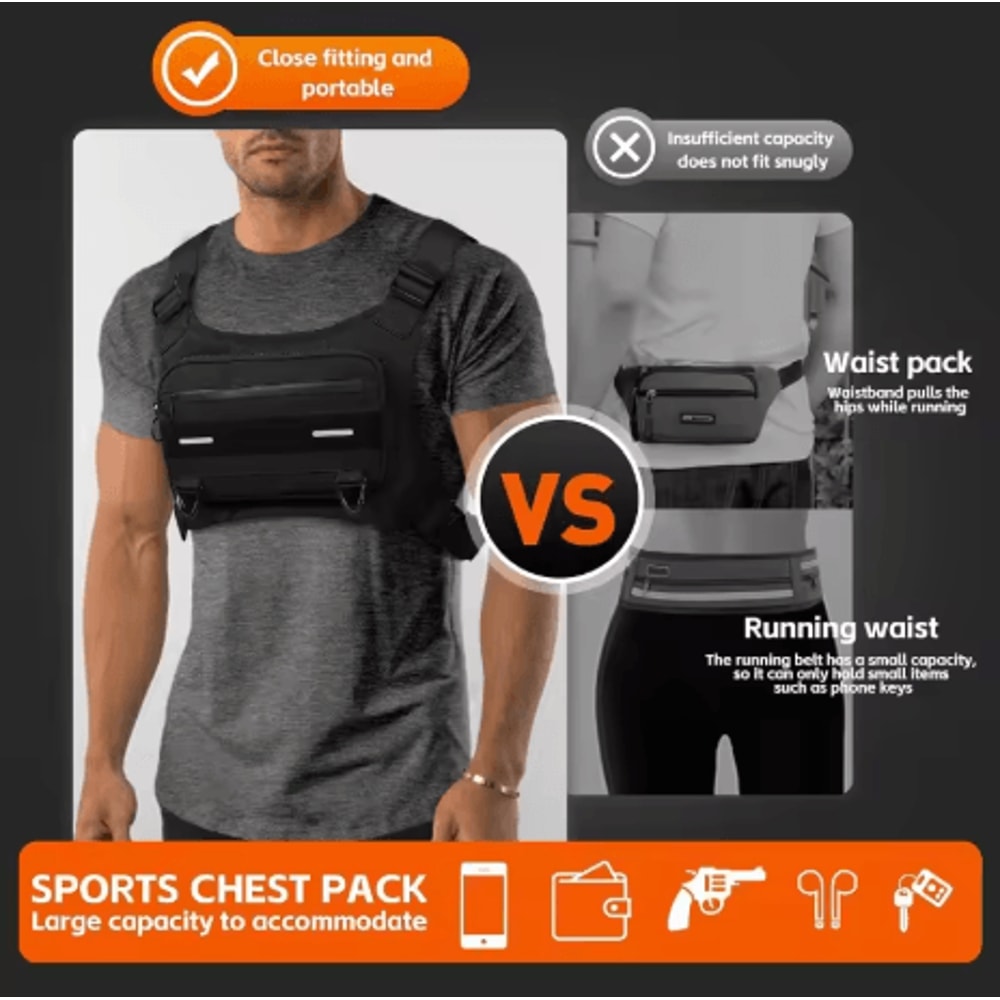 Sports Chest Bag Running Vest Waterproof Reflective Anti Theft Chest Pack For Outdoor Activities 6