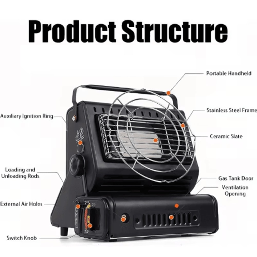 13KW Butane Camping Heater Stove High Power Survival Heating Tool With Dual Heat Source 5