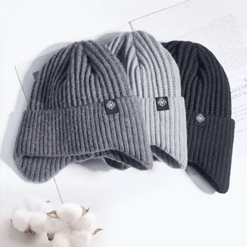 Mens Faux Fur Lined Bomber Hat Winter Knitted Plush Peaked Cap With Earmuffs 4