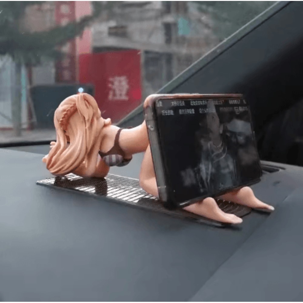 Car Dashboard Anime Girl Phone Holder Cute Bikini Beach Cartoon Wobble Ornament Interior Decor 3