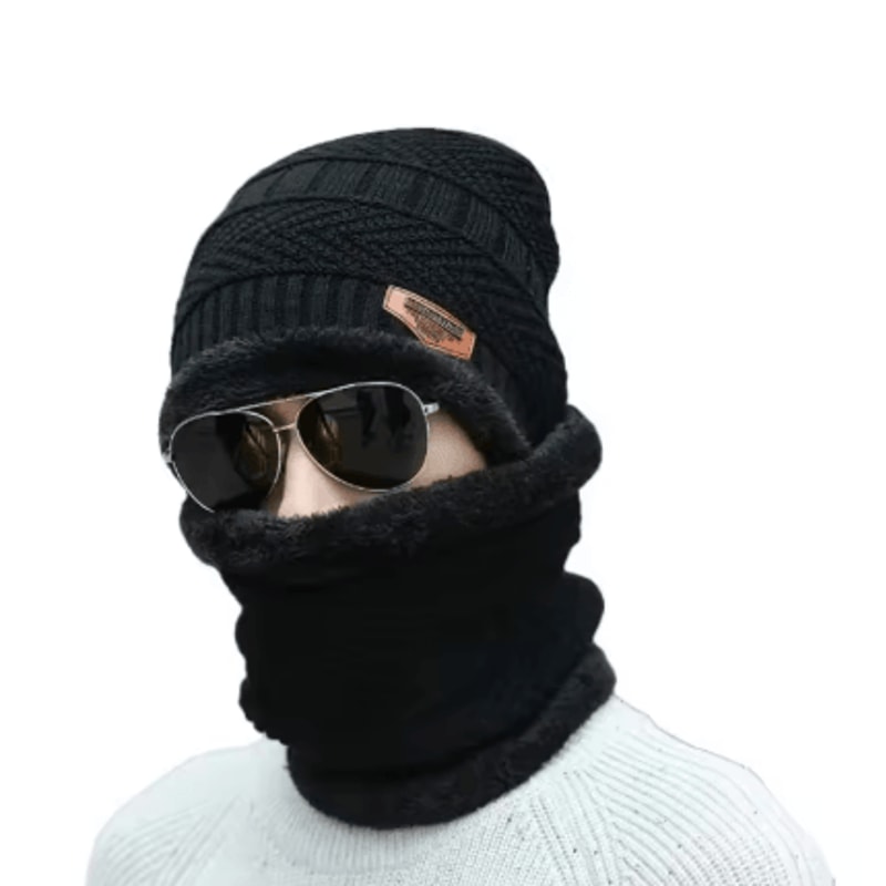 Winter Warm Scarf Hat Set Thick Knitted Beanie Wool Scarf For Men And Women 1