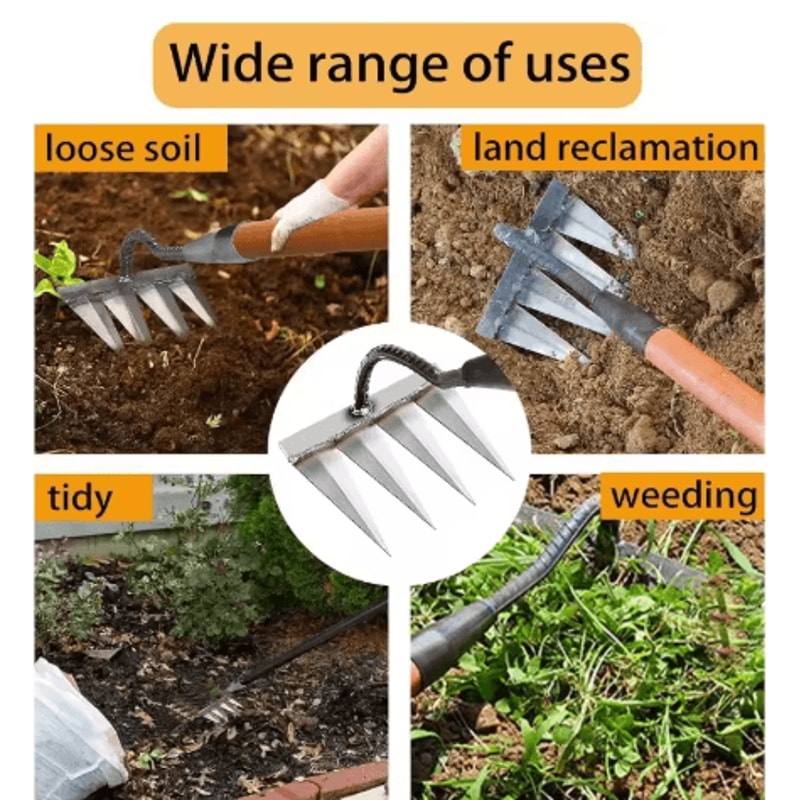 Metal Lawn Scarifier Hand Rake Carbon Steel Weed Eater Rake For Gardening And Weeding Handle Not In 4