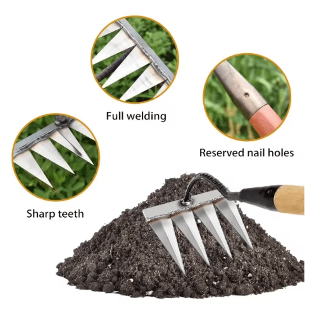 Metal Lawn Scarifier Hand Rake Carbon Steel Weed Eater Rake For Gardening And Weeding Handle Not In 0