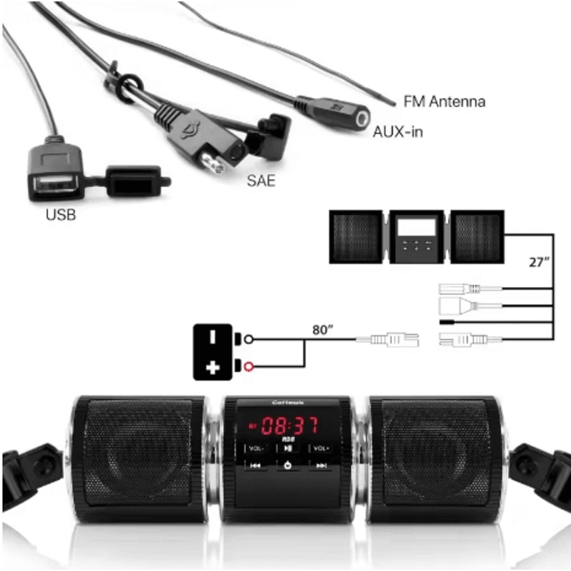 Bluetooth Motorcycle Stereo Speaker USB MP3 Player With Amplifier And FM Radio 3