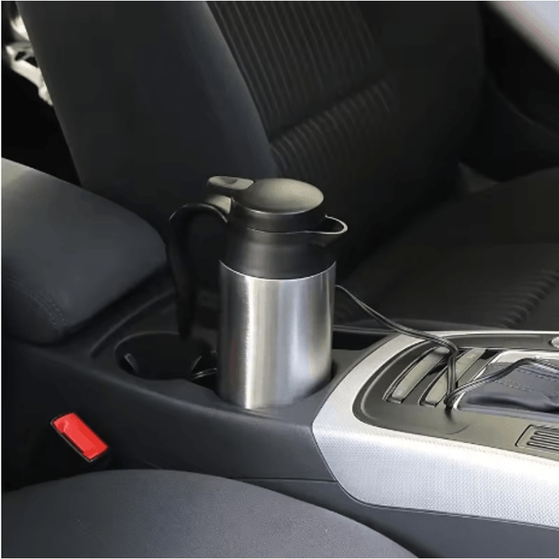Car Thermos Kettle 750ML 12V 24V Electric Heating Cup Stainless Steel Travel Water Heater 6