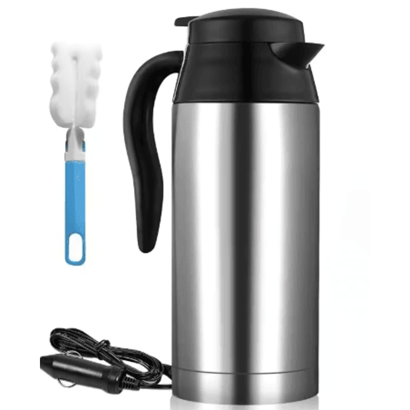 Car Thermos Kettle 750ML 12V 24V Electric Heating Cup Stainless Steel Travel Water Heater 7