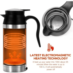 car thermos kettle 750ml 12v 24v electric heating cup stainless steel travel water heater