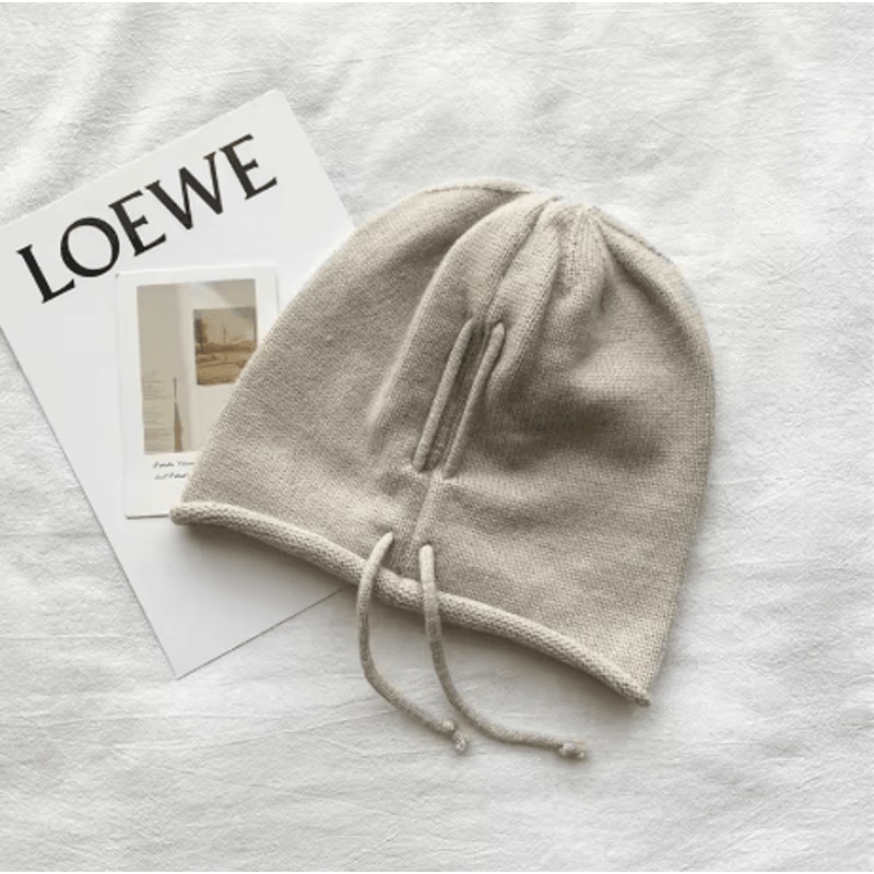 Womens Baggy Slouchy Beanie Warm Knitted Drawstring Winter Hat 1