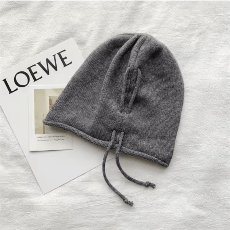 Womens Baggy Slouchy Beanie Warm Knitted Drawstring Winter Hat 2