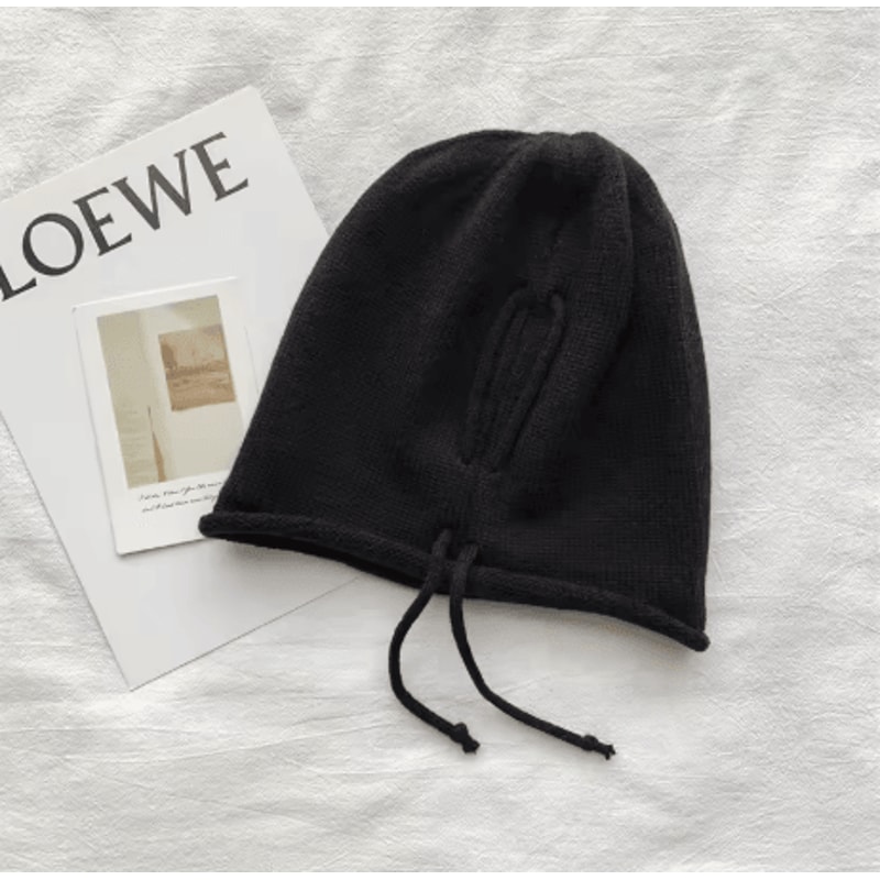 Womens Baggy Slouchy Beanie Warm Knitted Drawstring Winter Hat 3