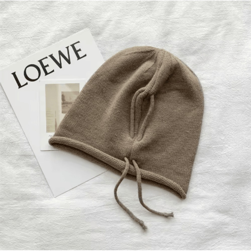 Womens Baggy Slouchy Beanie Warm Knitted Drawstring Winter Hat 4