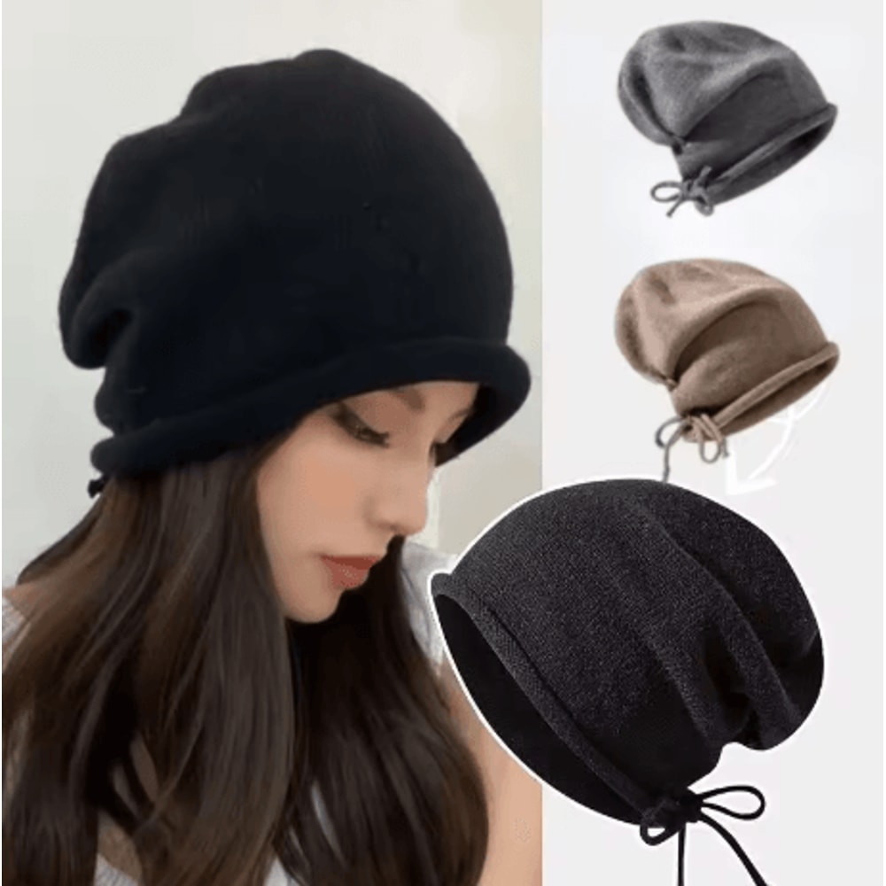 Womens Baggy Slouchy Beanie Warm Knitted Drawstring Winter Hat 0