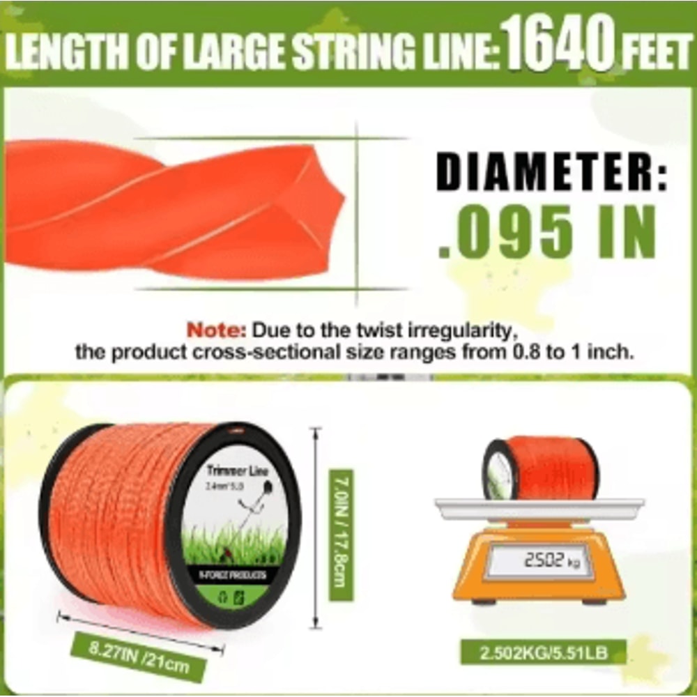 Weed Eater String Trimmer Line 1640 Ft Premium Twisted Trimmer Line 5 Lb Spool 3