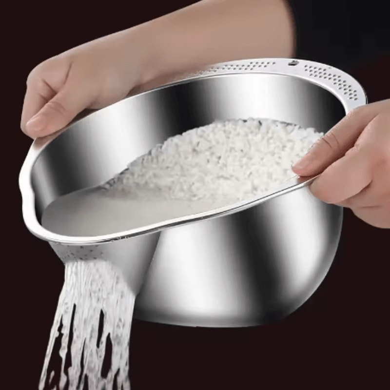 Heavy Duty 304 Stainless Steel Rice Colander Extra Large Grain Washer And Fruit Strainer Bowl 3