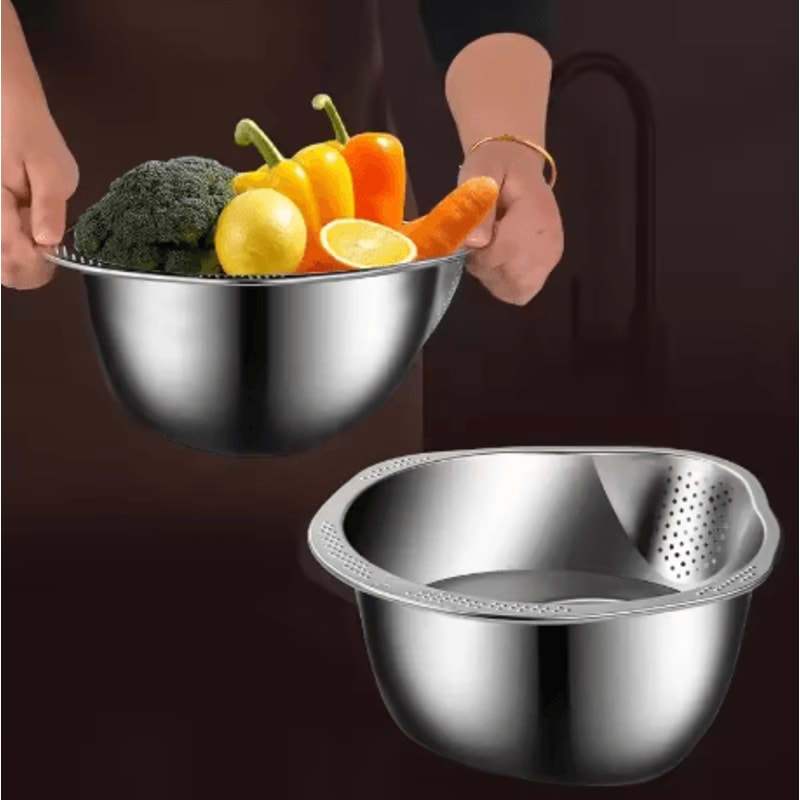 Heavy Duty 304 Stainless Steel Rice Colander Extra Large Grain Washer And Fruit Strainer Bowl 4