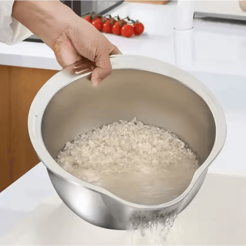 Heavy Duty 304 Stainless Steel Rice Colander Extra Large Grain Washer And Fruit Strainer Bowl 6