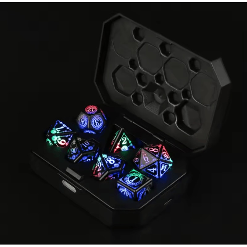 Rechargeable LED Polyhedral Dice Set Glowing Electronic Dice With Charging Box For RPG Games 1