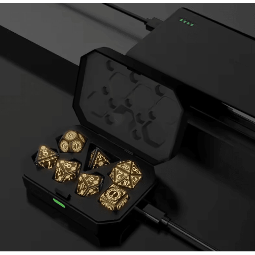 Rechargeable LED Polyhedral Dice Set Glowing Electronic Dice With Charging Box For RPG Games 2