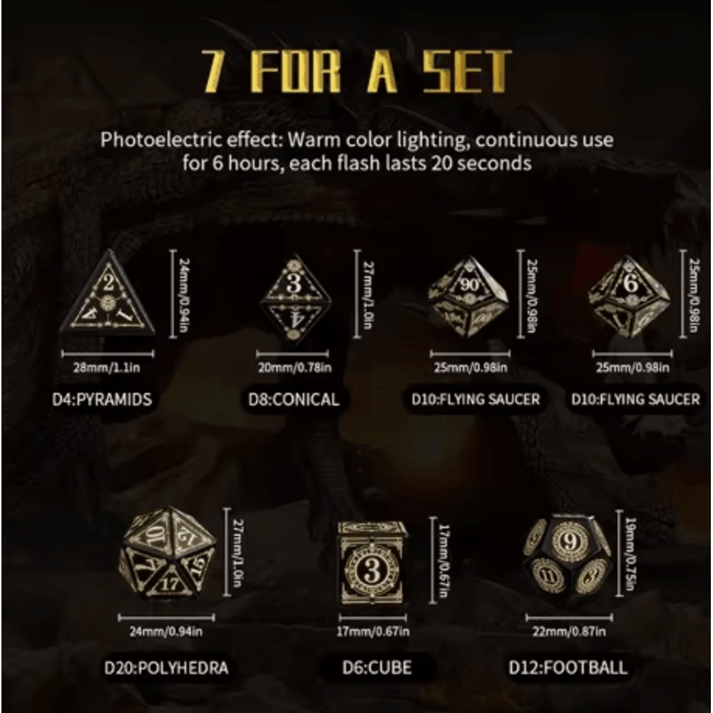 Rechargeable LED Polyhedral Dice Set Glowing Electronic Dice With Charging Box For RPG Games 3