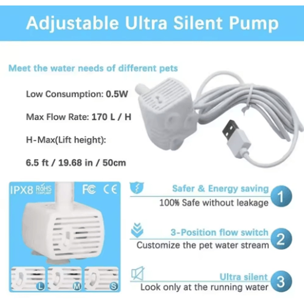 Pet Water Pump Replacement For Cat Drinking Fountain Anti Dry Burn Motor For Flower Water Dispenser 4