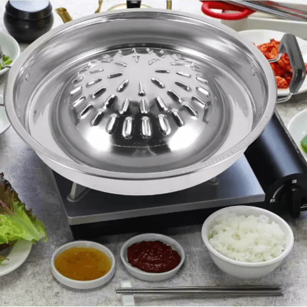 Stainless Steel Barbecue Grill Plate Korean BBQ Camping Grill Pan For Home And Outdoor Cooking 0