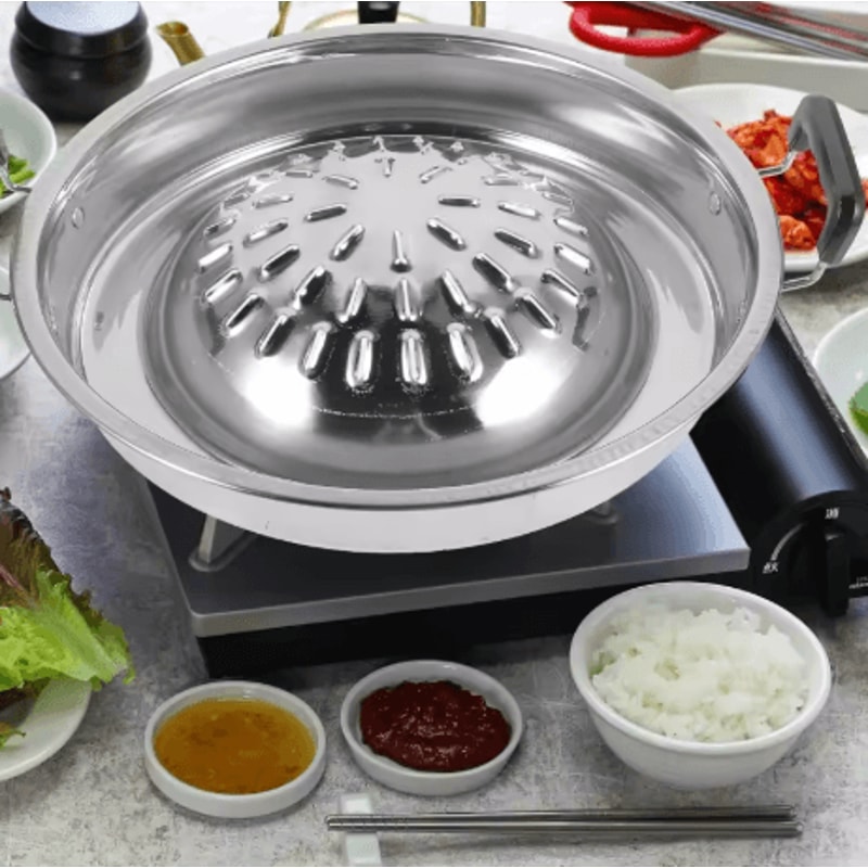 Stainless Steel Barbecue Grill Plate Korean BBQ Camping Grill Pan For Home And Outdoor Cooking 0