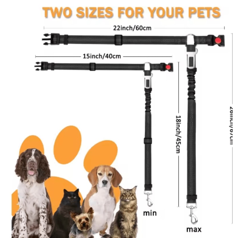 2 In 1 Adjustable Pet Car Safety Belt Heavy Duty Elastic Tether Seat Belt For Dogs And Cats 10