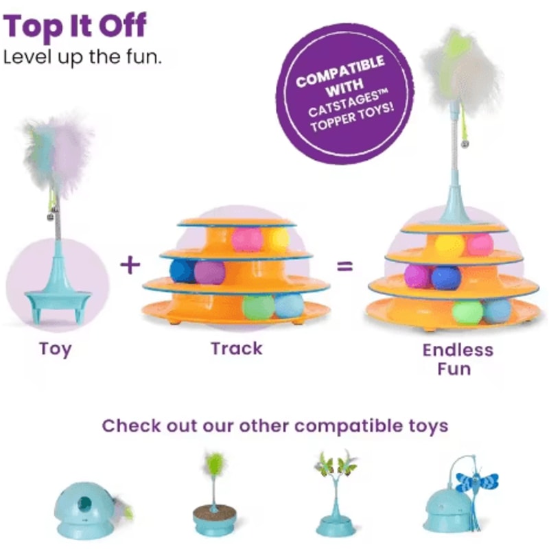 Four Layer Turntable Cat Toy Interactive Intelligence Training Track Tower With Rotating Balls 4