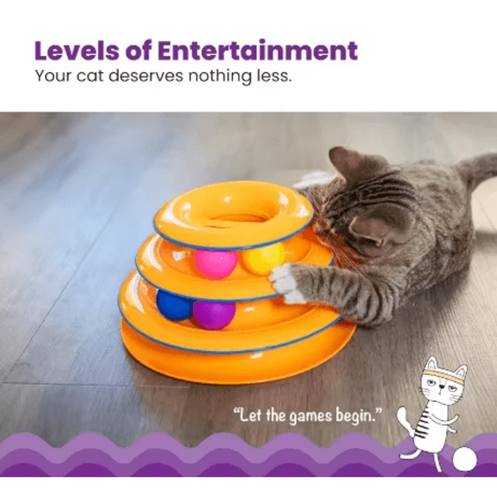 Four Layer Turntable Cat Toy Interactive Intelligence Training Track Tower With Rotating Balls 7
