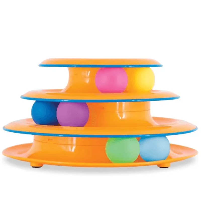 Four Layer Turntable Cat Toy Interactive Intelligence Training Track Tower With Rotating Balls 8