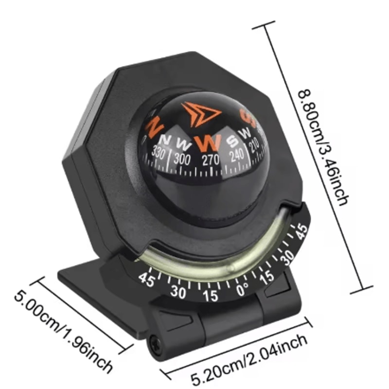 Car Dashboard Compass With Slope Meter Foldable 2 In 1 High Precision Navigation Tool 3