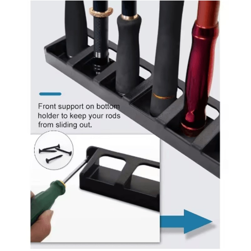 8 Rod Wall Mounted Fishing Rod Holder Modular Space Saving Storage Rack For Garage And Home 5
