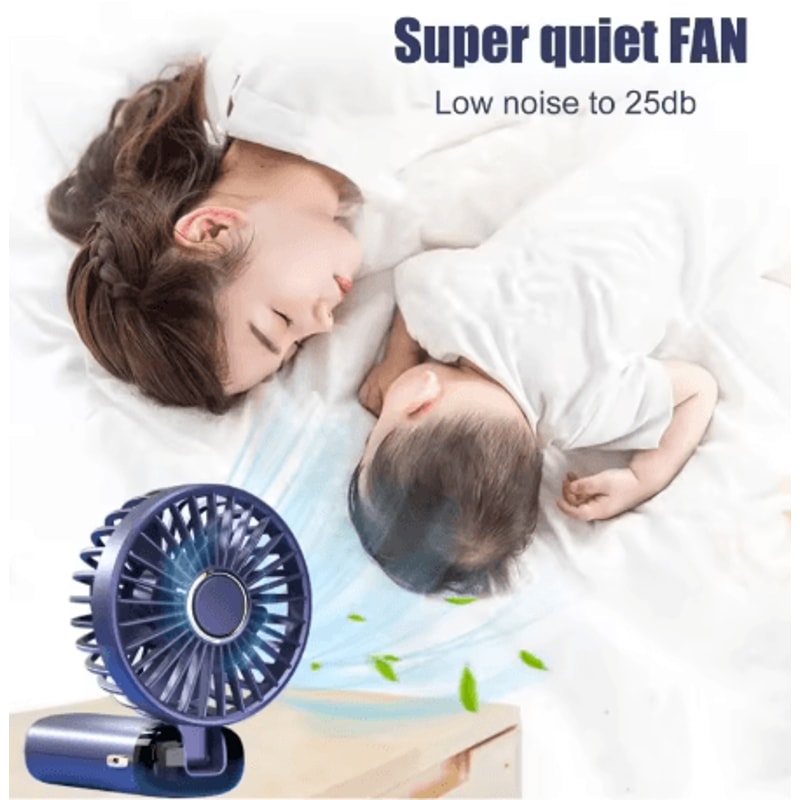 Portable Mini Handheld Fan 5 Speed USB Rechargeable Fan With LED Display 5000mAh 0
