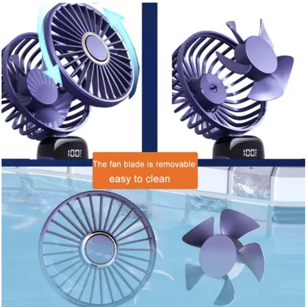 Portable Mini Handheld Fan 5 Speed USB Rechargeable Fan With LED Display 5000mAh 9