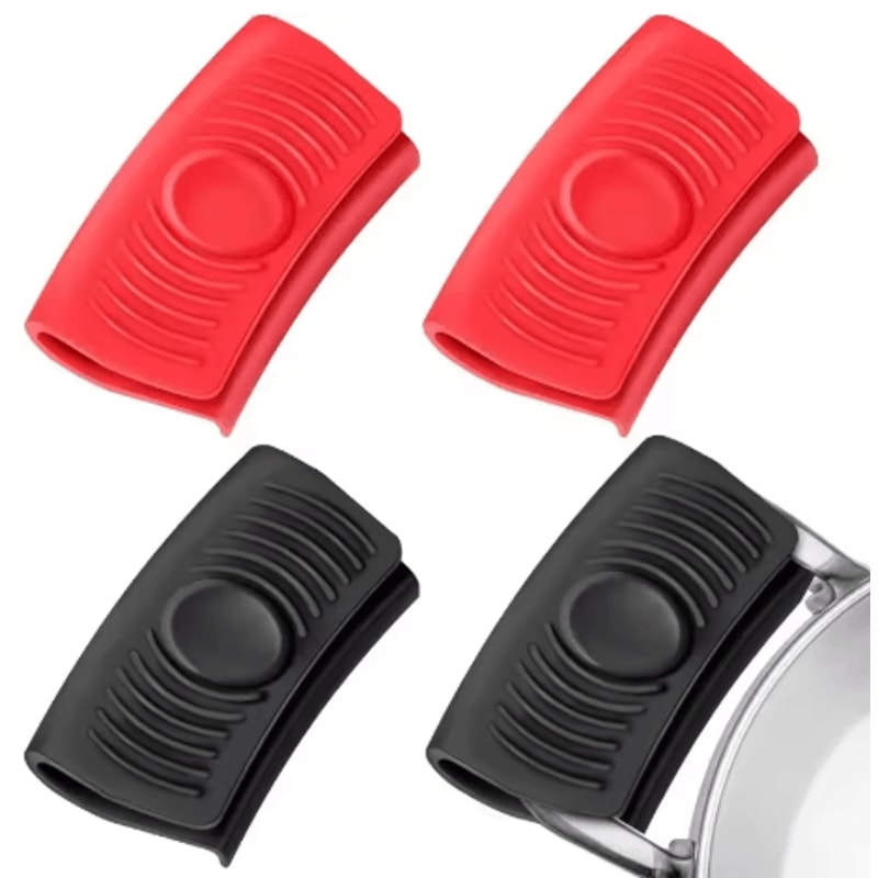 Silicone Assist Handle Holders Insulated Hot Pot Handle Covers For Cast Iron Wok And Frying Pan Red 3