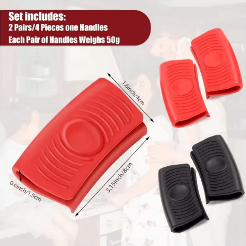 Silicone Assist Handle Holders Insulated Hot Pot Handle Covers For Cast Iron Wok And Frying Pan Red 5
