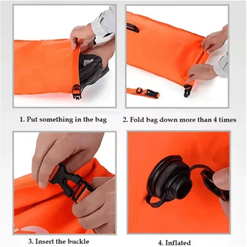 Inflatable Swim Buoy Dry Bag Towable Waterproof Safety Bucket For Swimming And Water Sports 7