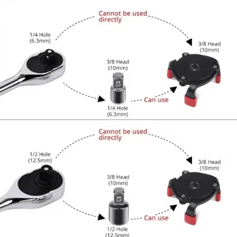 Universal 3 Jaw Oil Filter Remover Adjustable Oil Filter Wrench Tool For Auto Repair 6